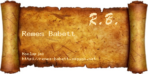 Remes Babett névjegykártya